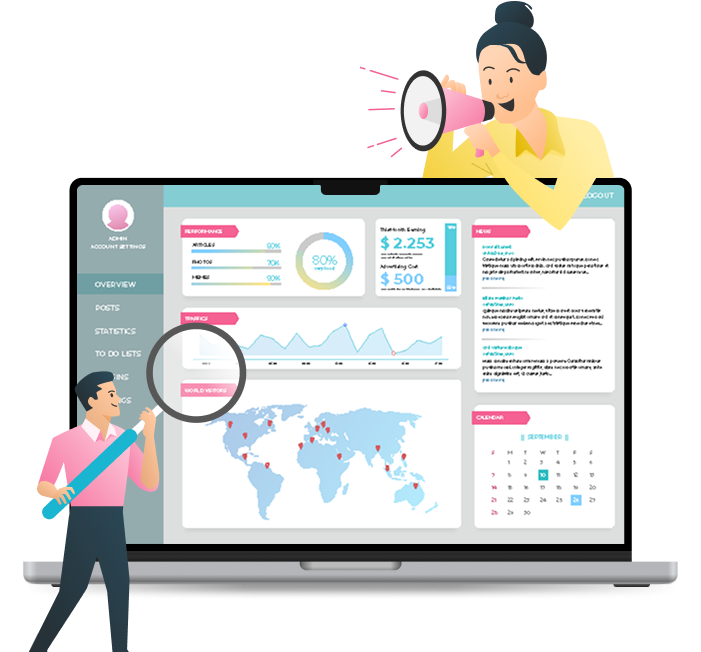 ラップトップにアナリティクス風の画面