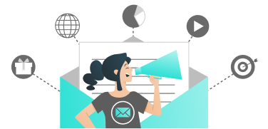 手紙の前でメガホンで叫んでいる図